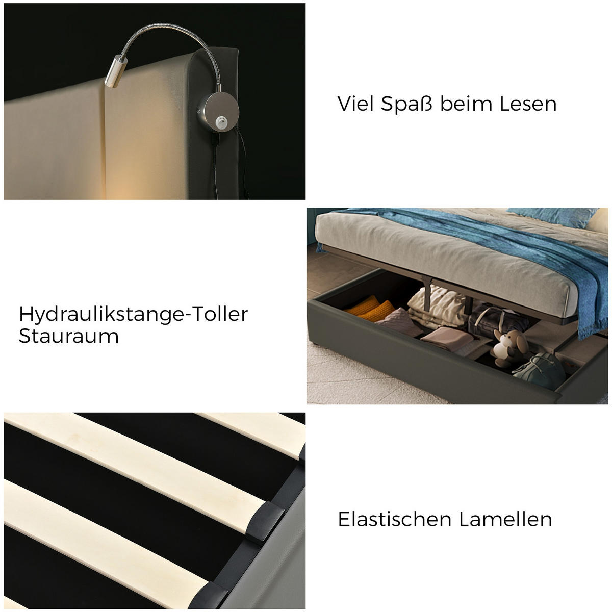 POLSTERBETT 180/200 cm Beige mit USB-Ladefunktion und Stauraum - Beige, Textil (180/200cm) - Oxeza