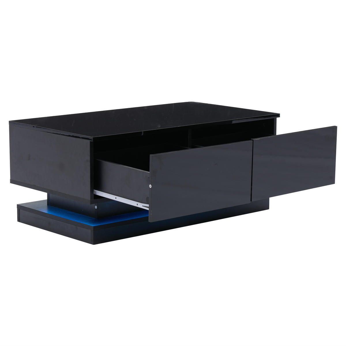 COUCHTISCH DE-147 Schwarz mit LED-Beleuchtung - Schwarz, Holzwerkstoff (50/90/38cm) - ComfortXL