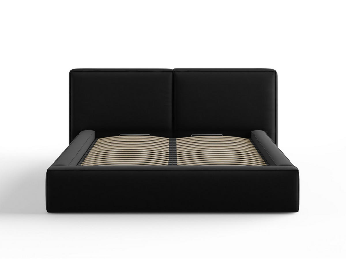 BETT mit Bettkasten und Kopfteil Jodie aus Samt schwarz 160x200cm - Schwarz, Textil (160/200cm) - Micadoni