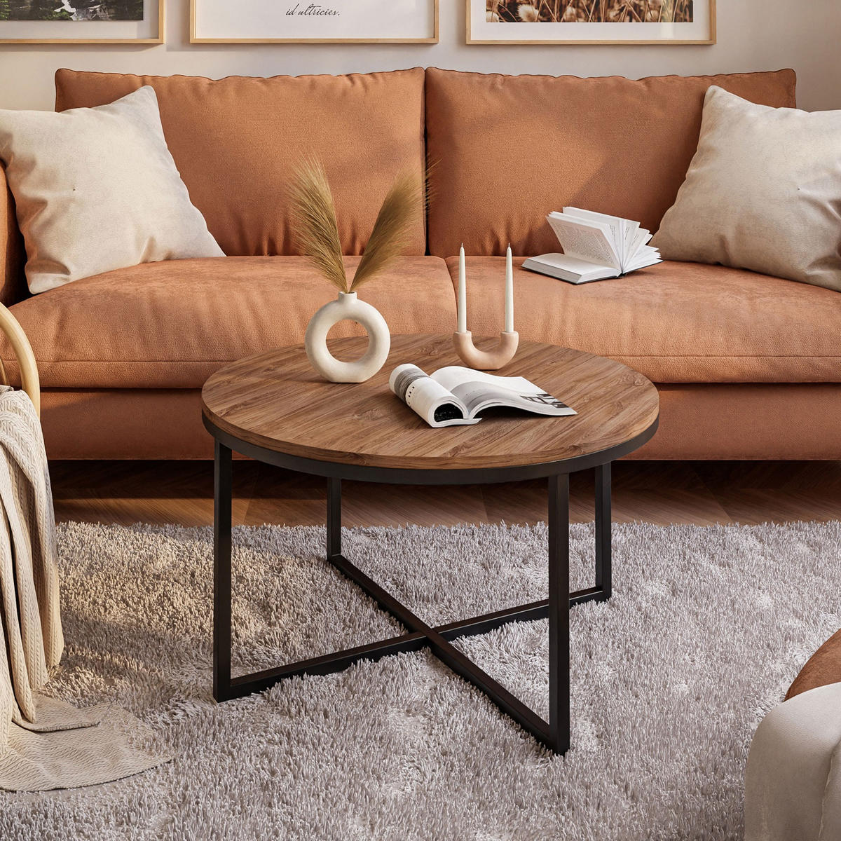 COUCHTISCH CIRI-X Eichenholz Sterling - Eichefarben/Schwarz, Holzwerkstoff (70/70/45.6cm) - Lookway