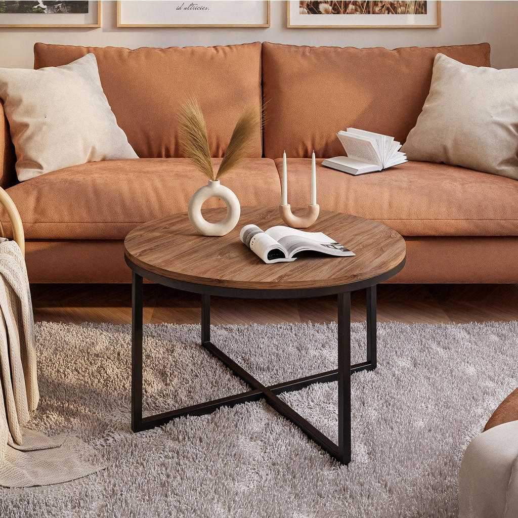 Thumbnail - Lookway Couchtisch, Eiche, Schwarz, Holzwerkstoff, Rund, 70x45.6x70 cm, Wohnzimmer, Wohnzimmertische, Couchtische