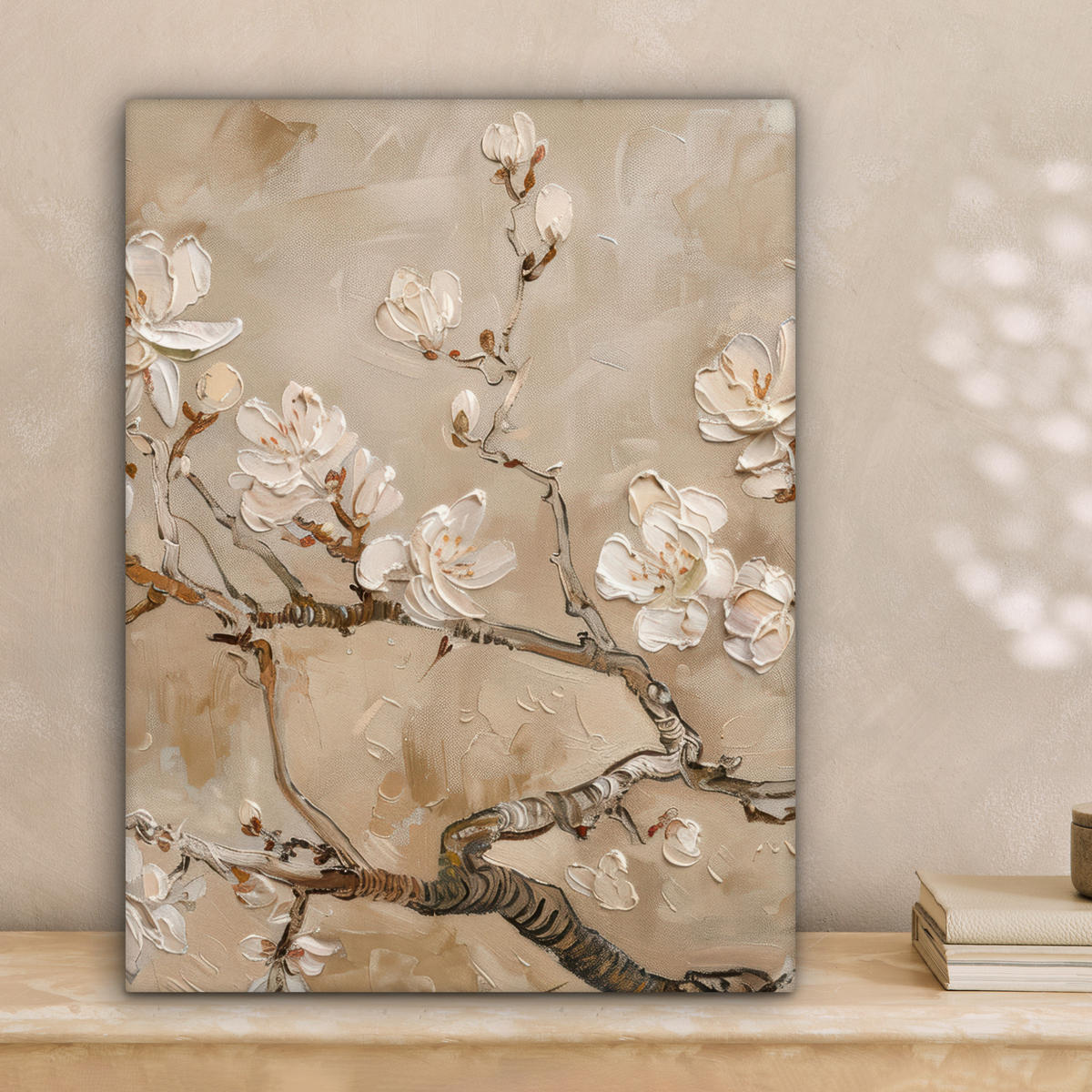 LEINWANDBILD - Blumen - Modern - Beige - Weiß - Blüte - 30x40 - Bilder - Beige, Textil (30/40cm) - MuchoWow