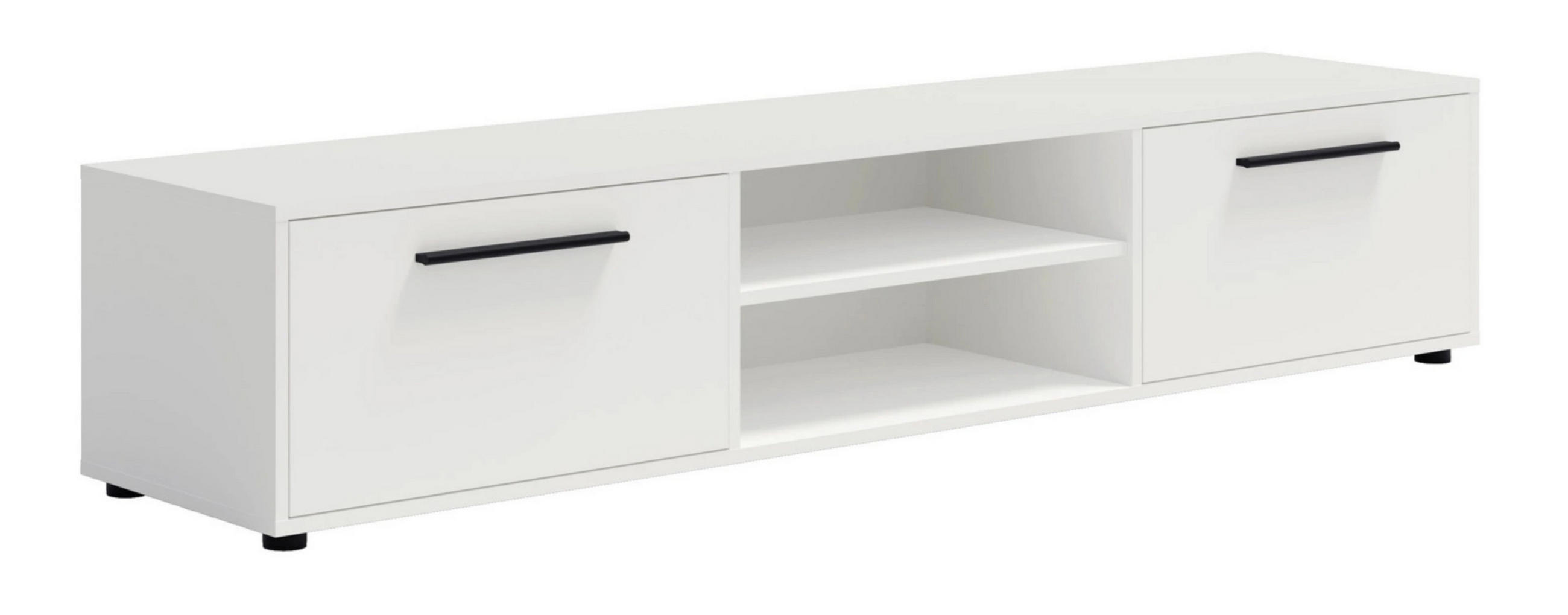 TV-SCHRANK Modena 190 cm mit Türen und Regalen in Weiß - Schwarz/Weiß, Holzwerkstoff/Kunststoff (190/38/40cm) - Ravio