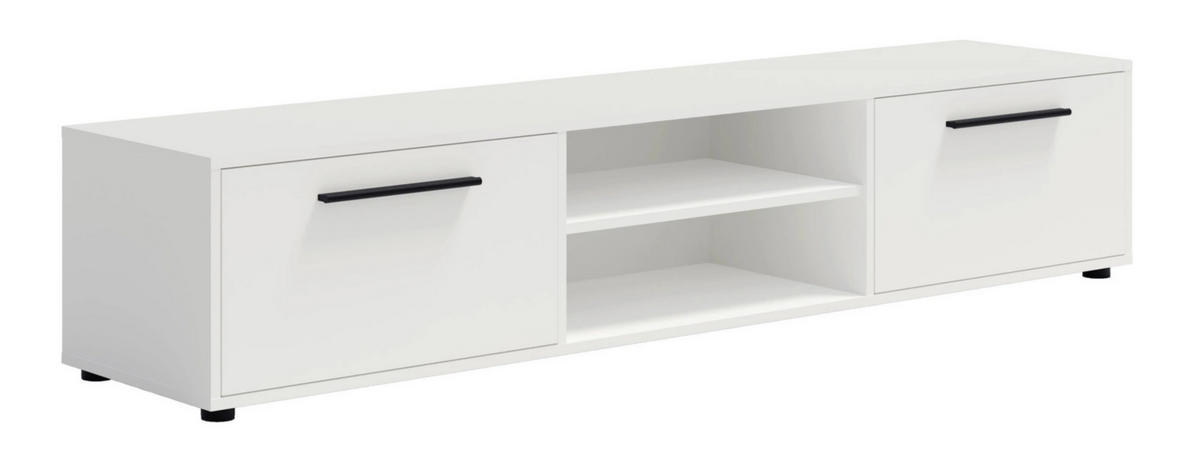 TV-SCHRANK Modena 190 cm mit Türen und Regalen in Weiß - Schwarz/Weiß, Holzwerkstoff/Kunststoff (190/38/40cm) - Ravio