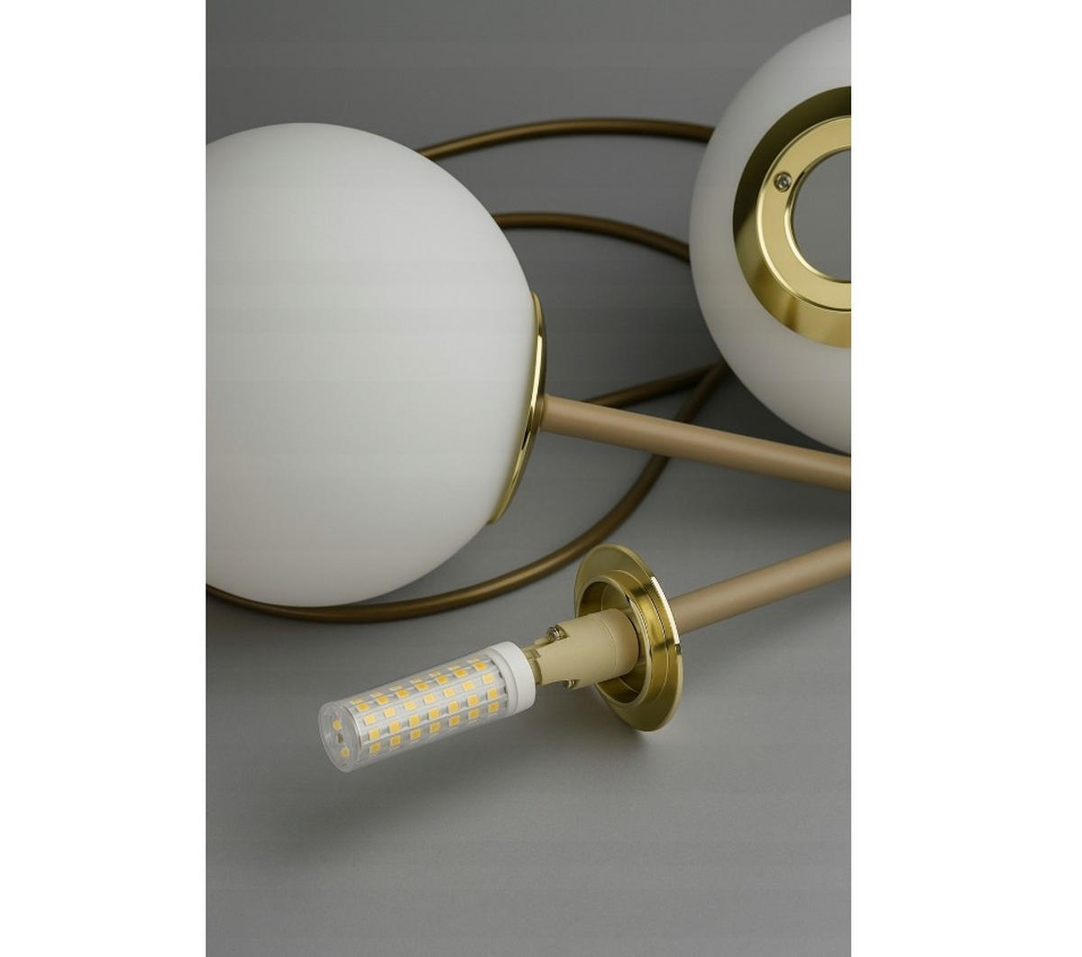 PENDELLEUCHTE ECRU II - Beige/Goldfarben, Glas/Metall (40/40/100cm) - kiki design