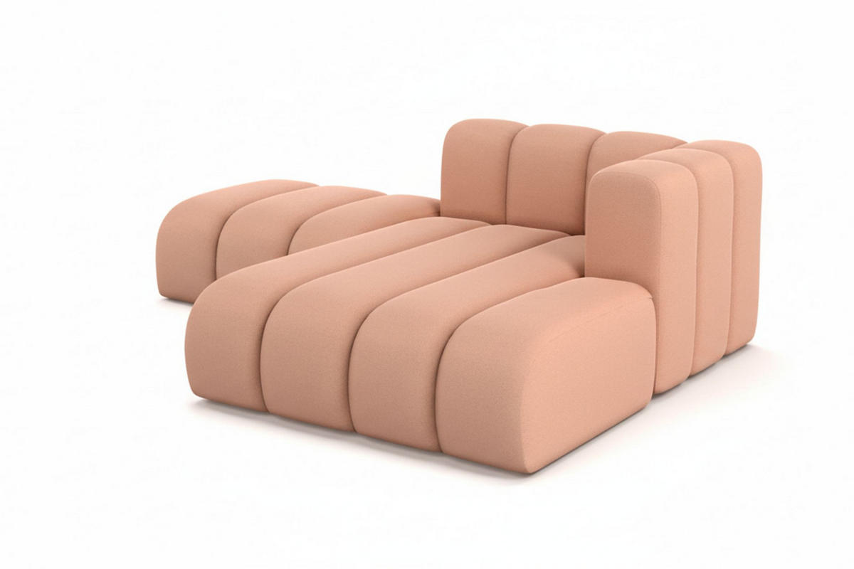 CHAISELONGUE Mit Hocker Grand, Veloursstoff Salvador, Rosa, Rechts - Rosa, Holz (204/179cm) - Kaiser Möbel