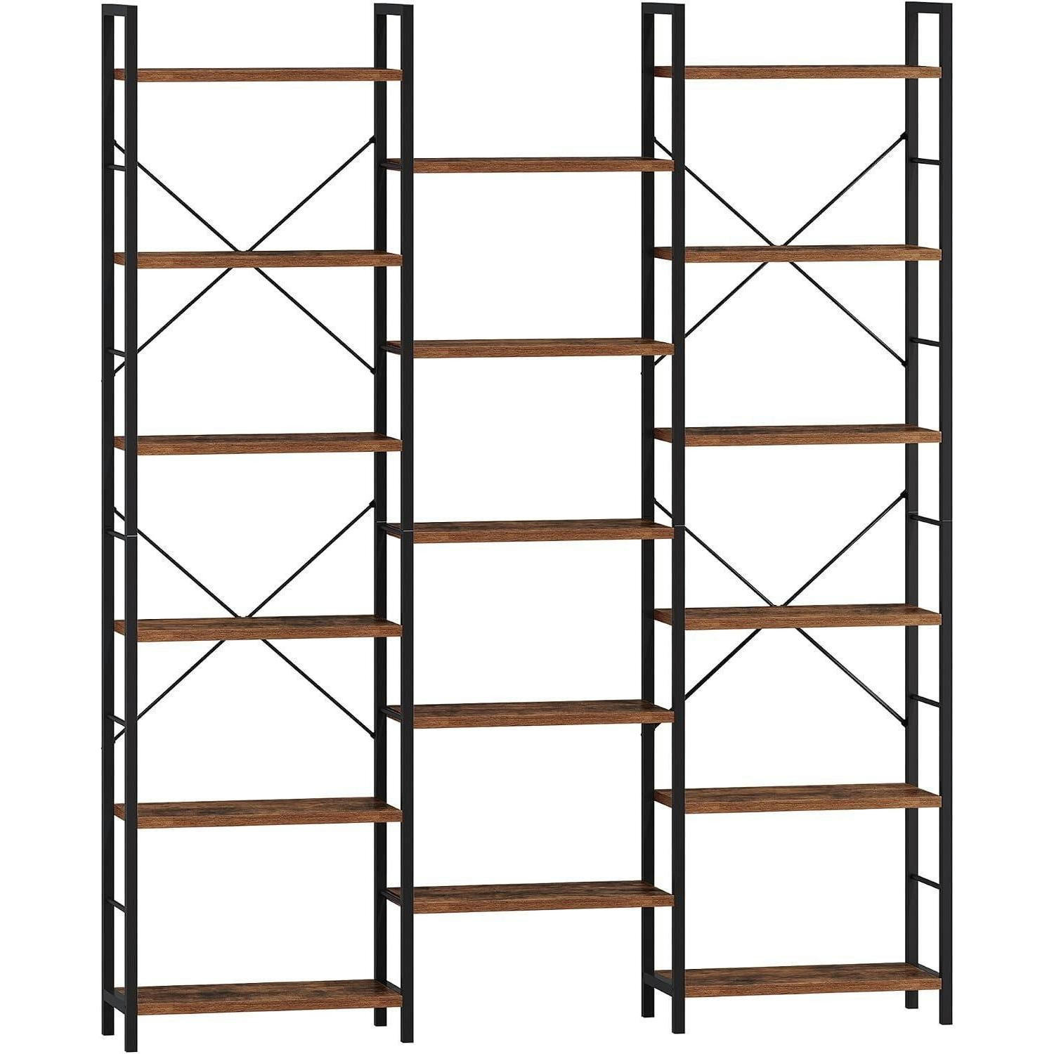 BÜCHERREGAL 6 Etagen Vintagebraun-Schwarz 24 x 152 x 186 cm - Braun, Holzwerkstoff (152/186/24cm)
