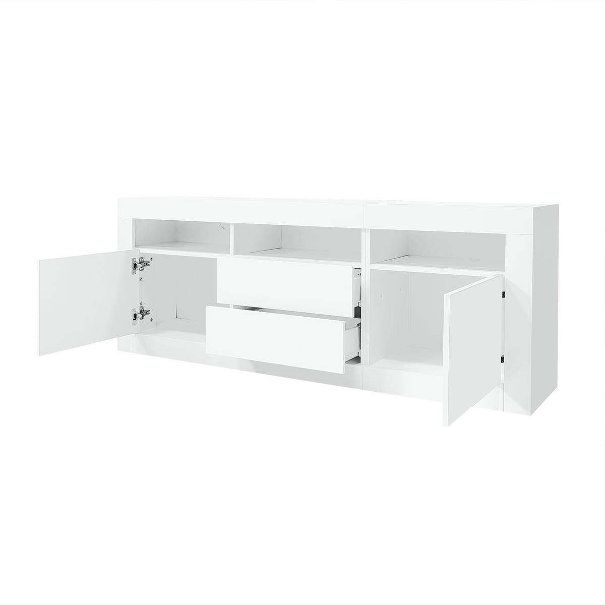 TV-SCHRANK DE-40482 2 Schubladen und 2 Türen mit LED Weiß - Weiß, Holzwerkstoff (160/60/35cm) - ComfortXL