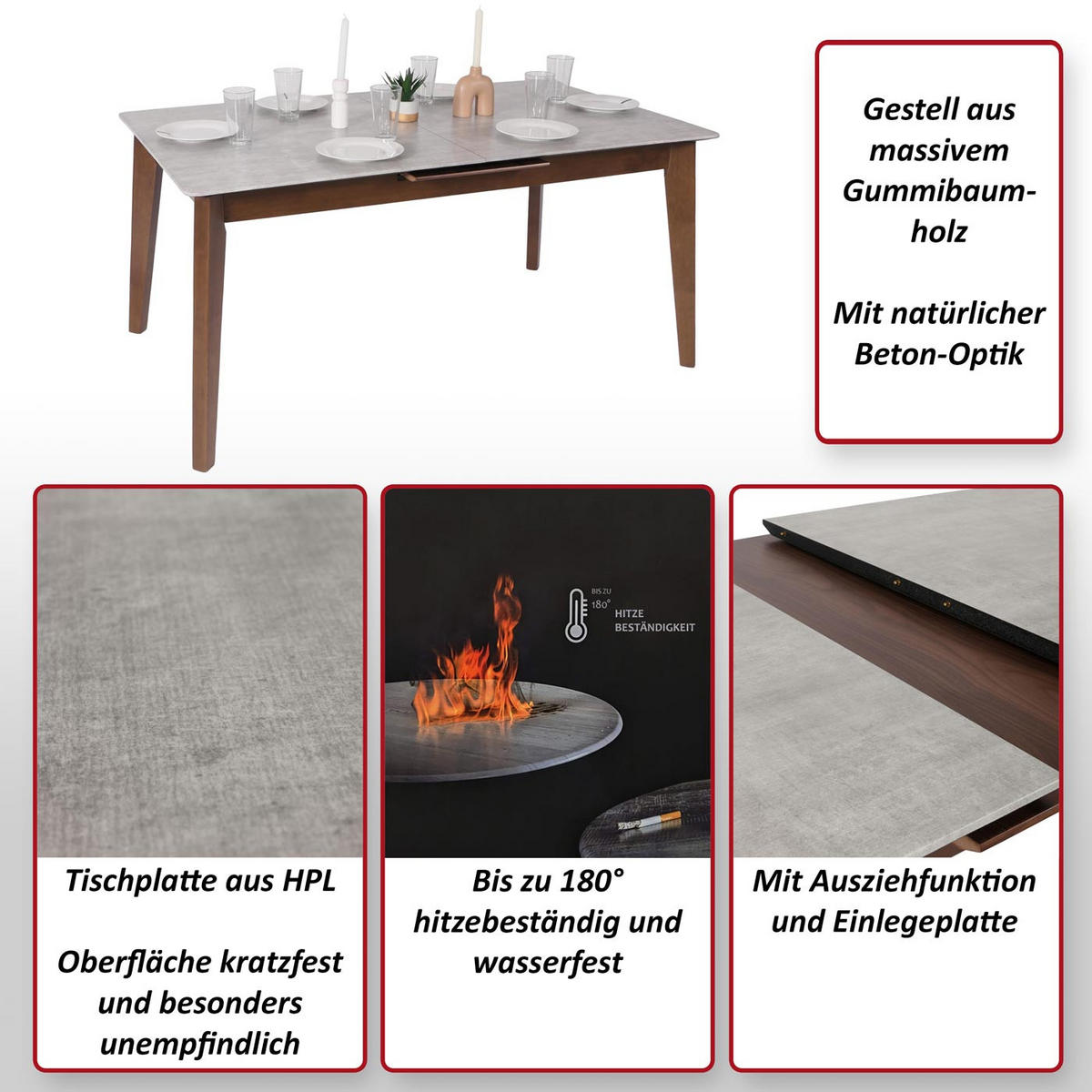 ESSZIMMERTISCH rechteck Grau - Grau, Holz (90/200/77cm) - MCW