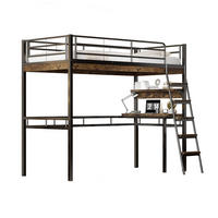 HOCHBETT 90/200 cm aus Metall mit Schreibtisch und Regalen in Schwarz - Schwarz, Metall (90/200cm) - Flora Grace