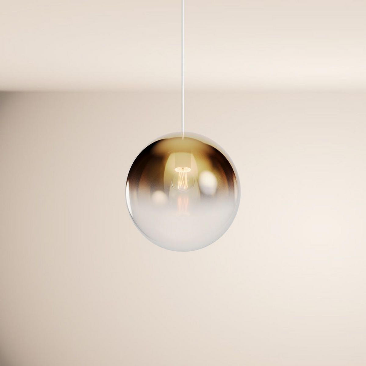 GALERIELEUCHTE Orb 5m Abhängung Gold Verlauf/Weiß Ø 30cm - Goldfarben, Glas (30/30/30cm) - s.luce