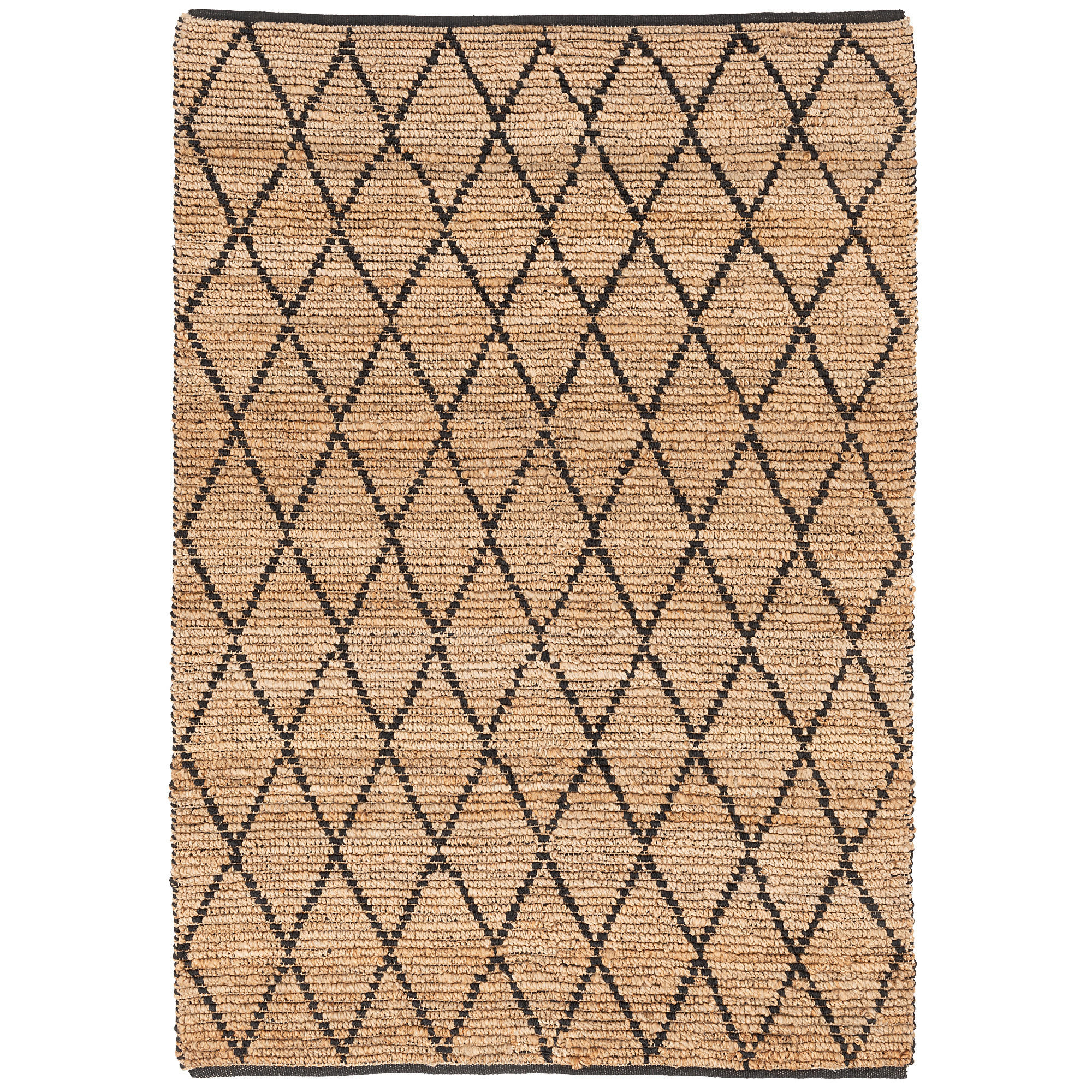 NATURFASER TEPPICH JUTE SALSA RAUTEN - Beige/Schwarz, Textil (200/300cm) - Pergamon