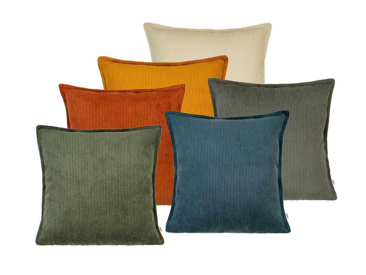 KISSENHÜLLE HYggelig No.1 stein-grau Cord-Samt 40/40 cm - Grau, Textil (40/40cm) - beties Heimtextil