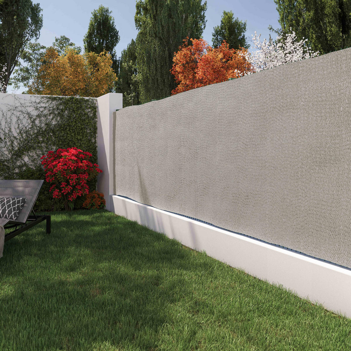 SICHTSCHUTZ 1,50x10m, Bedeckung 100 %, Greige - Greige, Textil (150/150cm) - Oviala