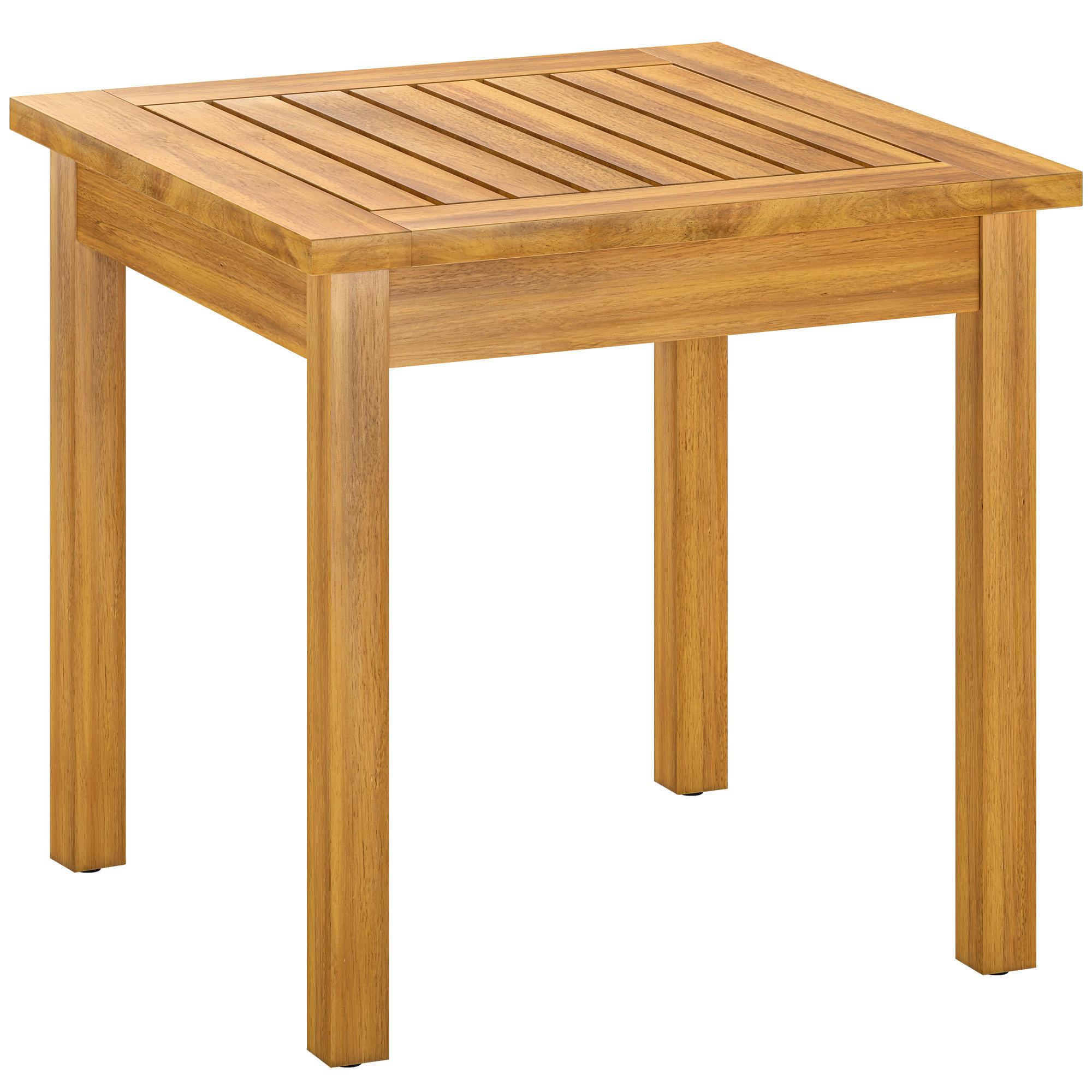 BEISTELLTISCH DE-07336 quadratisch mit Lamellendesign und verstellbaren Füßen Natur - Naturfarben, Holz (48/48/46cm) - ComfortXL