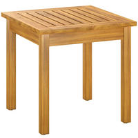 BEISTELLTISCH DE-07336 quadratisch mit Lamellendesign und verstellbaren Füßen Natur - Naturfarben, Holz (48/48/46cm) - ComfortXL