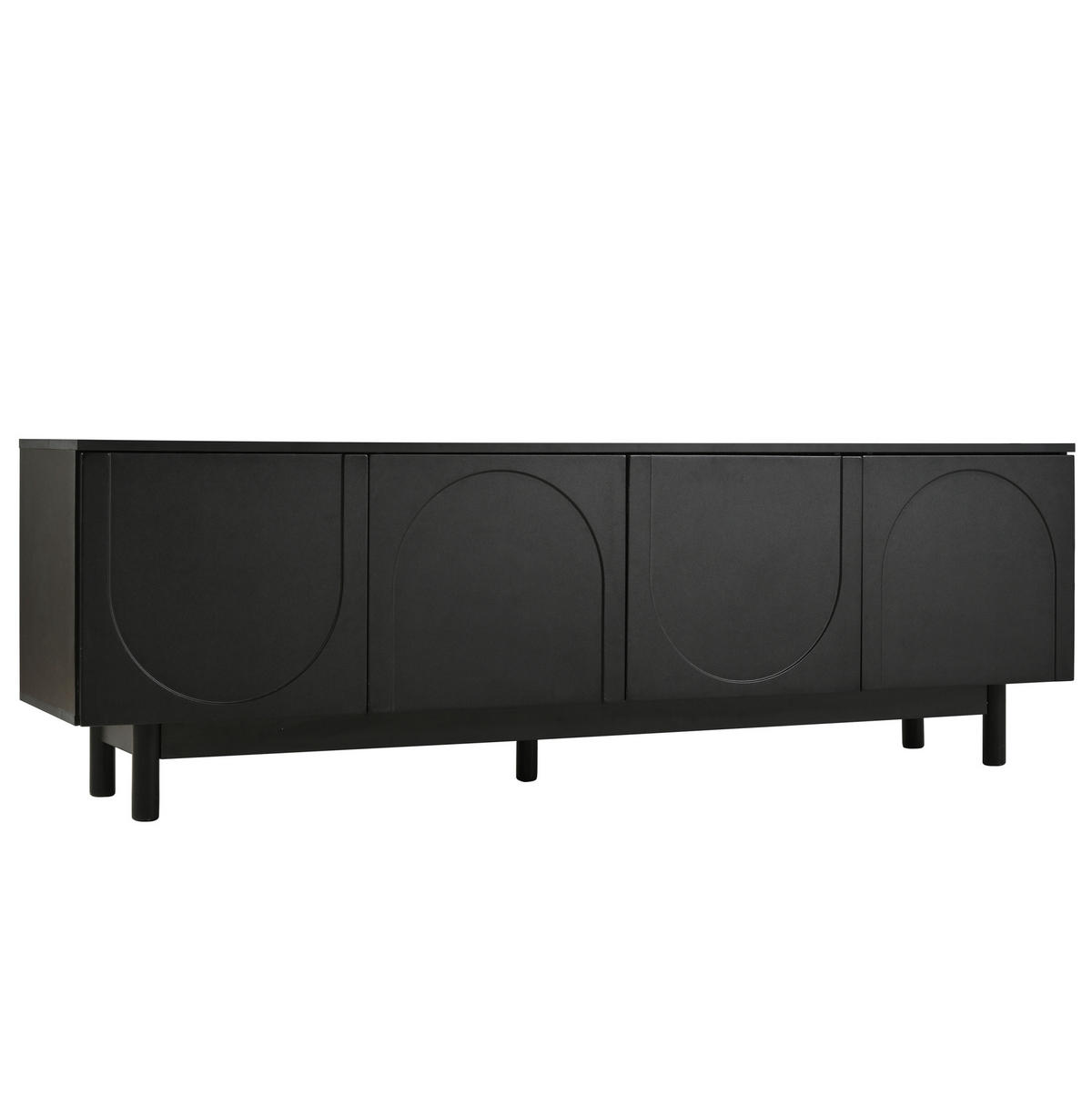 LOWBOARD 175/38/56 cm Schwarz aus MDF und Spanplatte mit Push-to-Open - Schwarz, Holzwerkstoff (38/56/175cm) - OKMYHOME