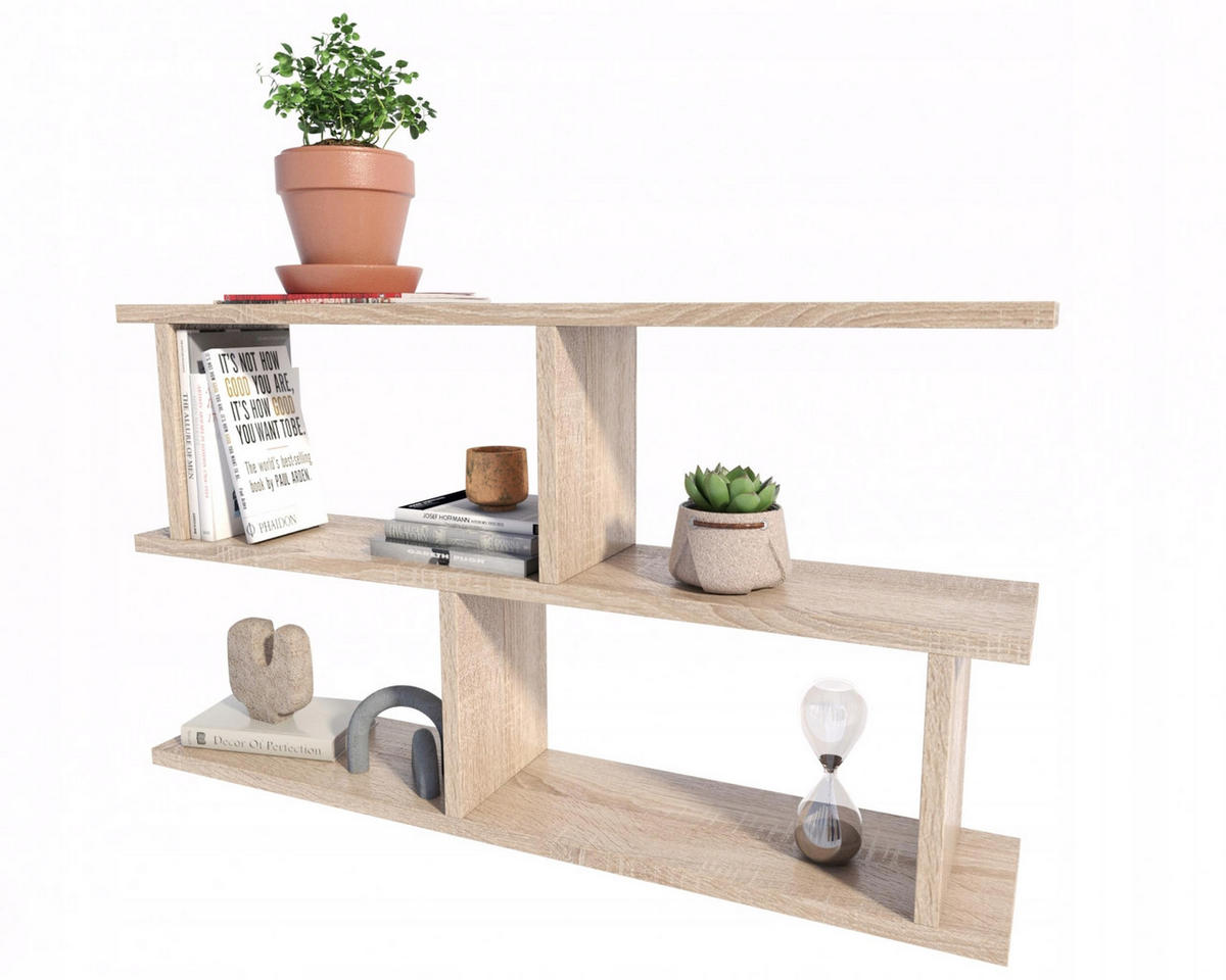 WANDREGAL LUNA 2 Versionen Sonoma Eiche 85/18/49,4 cm - Sonoma Eiche, Holzwerkstoff (85/49.4/18cm) - Matkam Möbel