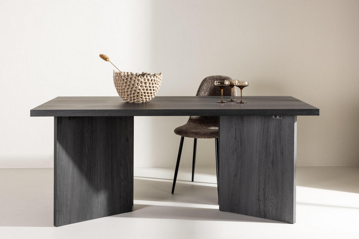 ESSTISCH BASSHOLMEN Schwarz 90x180x75 cm - Schwarz, Holzwerkstoff (180/90/75cm) - FURNLUX