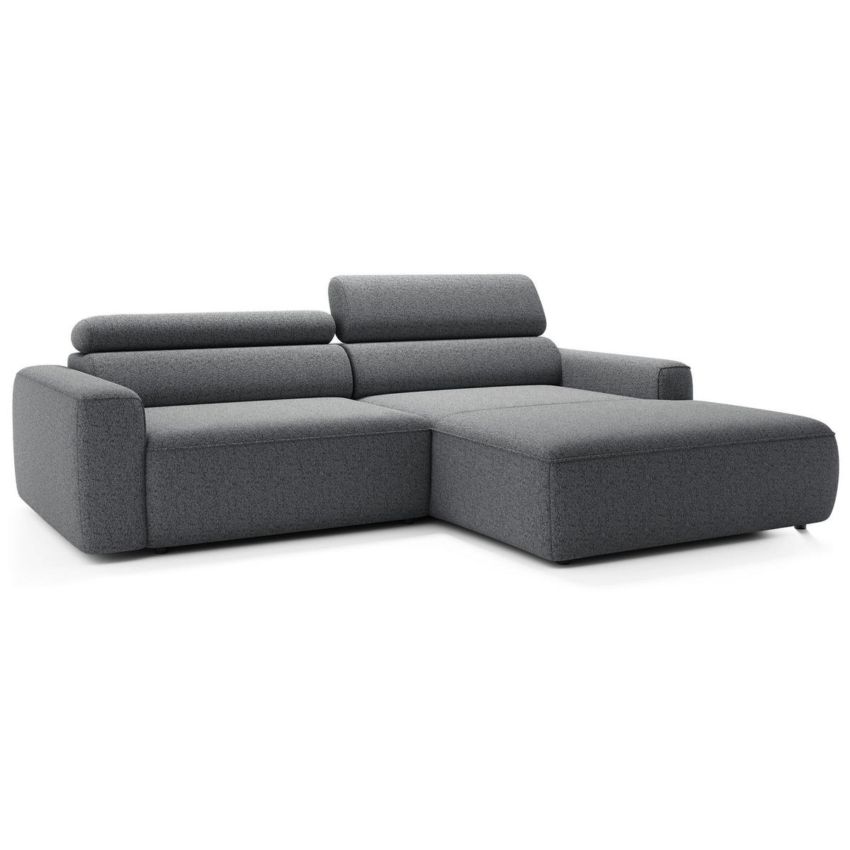 ECKSOFA Fando mit Schlaffunktion, L-Form, 4-Sitzer 252 cm, rechts Flechtstoff Grau - Schwarz/Grau, Holz/Kunststoff (182/252cm) - Selsey