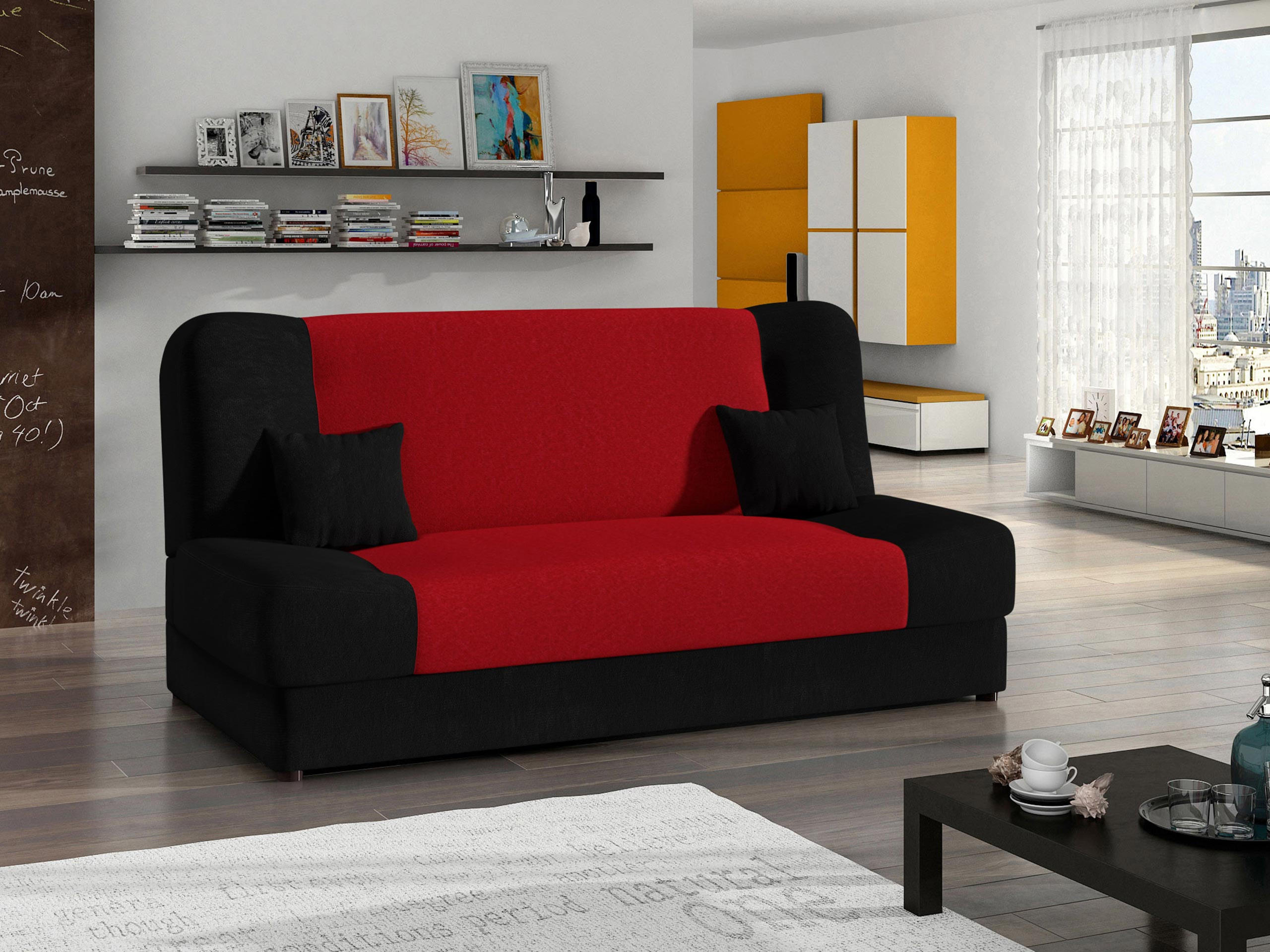 SCHLAFSOFA Jonas Style - Rot, Holz/Textil (195/86/87cm)
