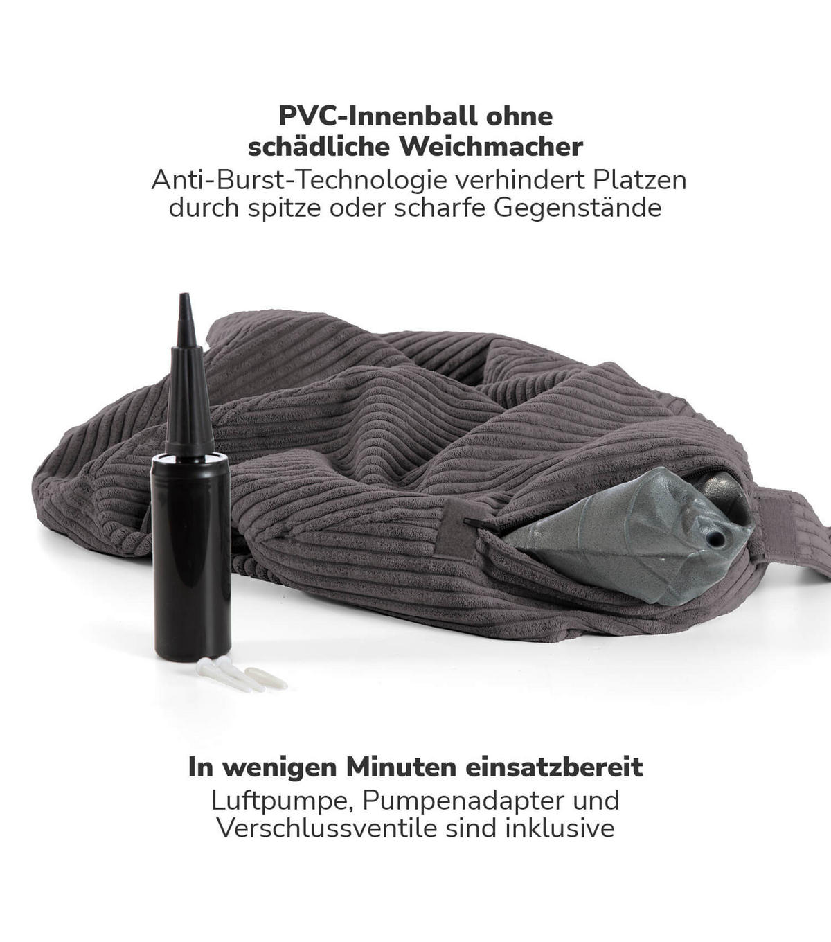 SITZBALL Der Sportliche - Anthrazit, Textil (65/65/65cm) - Mokebo