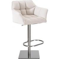 BARHOCKER Stoff Weiß - Edelstahlfarben/Weiß, Textil/Metall (64/88/45cm) - CLP