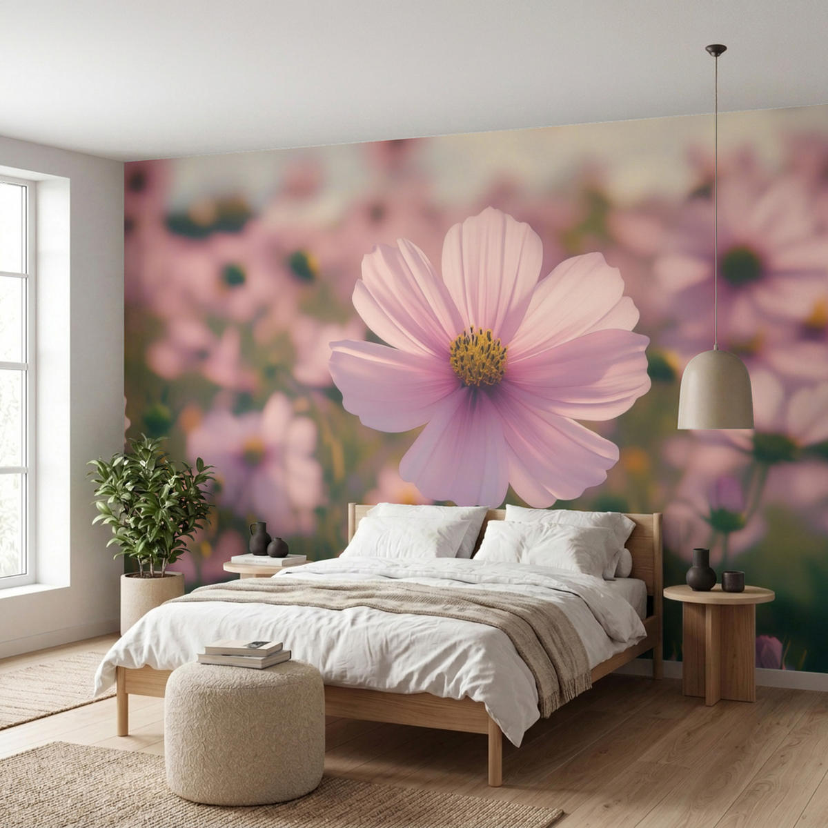 TAPETE - Blumen - Lila - Unscharf - 350x200 cm - Rosa, Papier (350/200cm) - OnlyWow