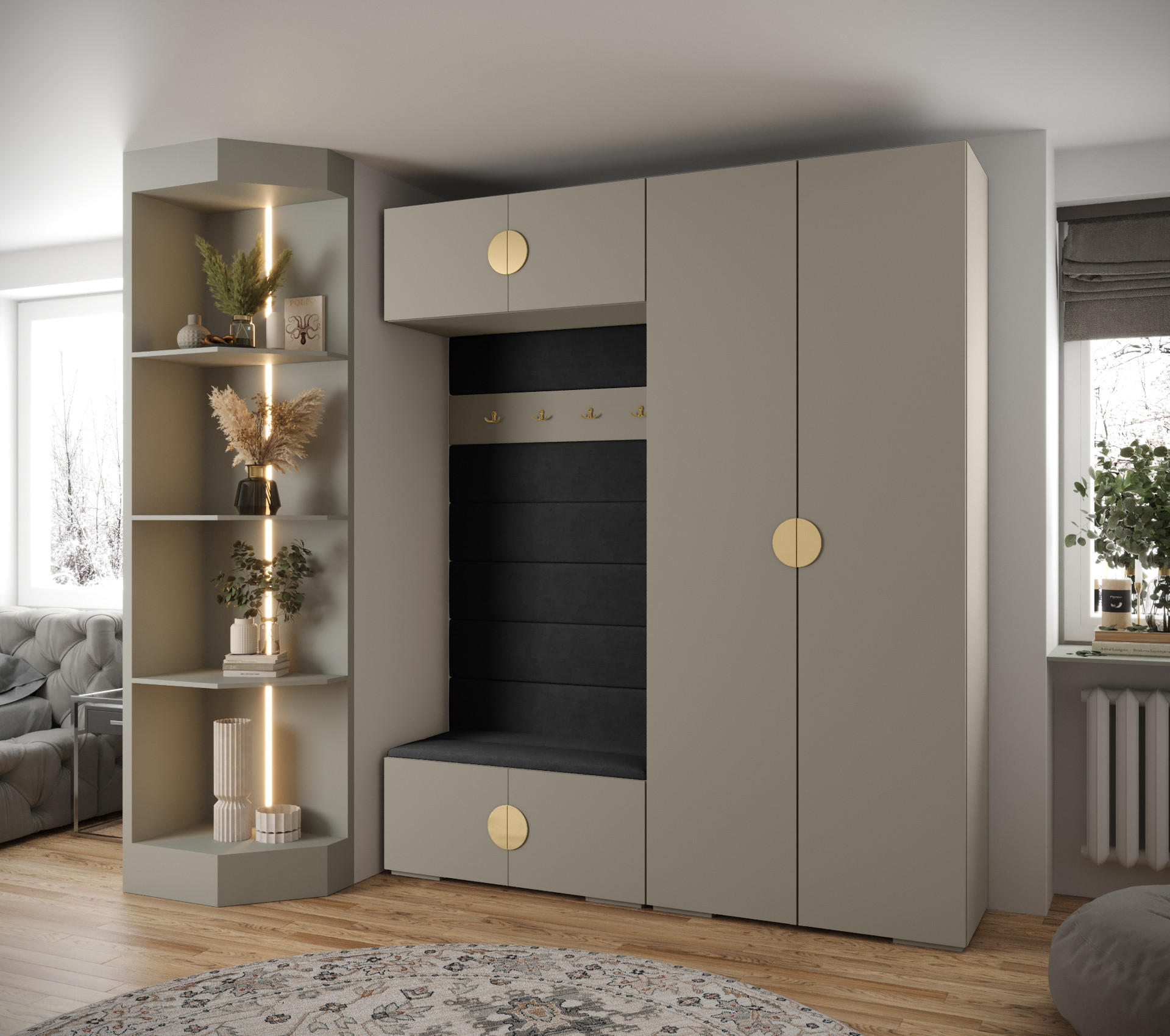 GARDEROBEN-SET 236,7/200/47 - Kaschmir/Goldfarben, Holz/Metall (200/236.7/47cm) - Abiks Möbel