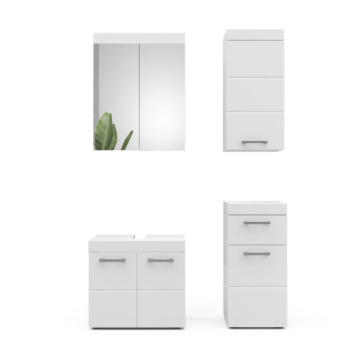 SADA NÁBYTKU DO KOUPELNY Luna Bílá - bílá, kompozitní dřevo (60/56/34cm) - Vicco