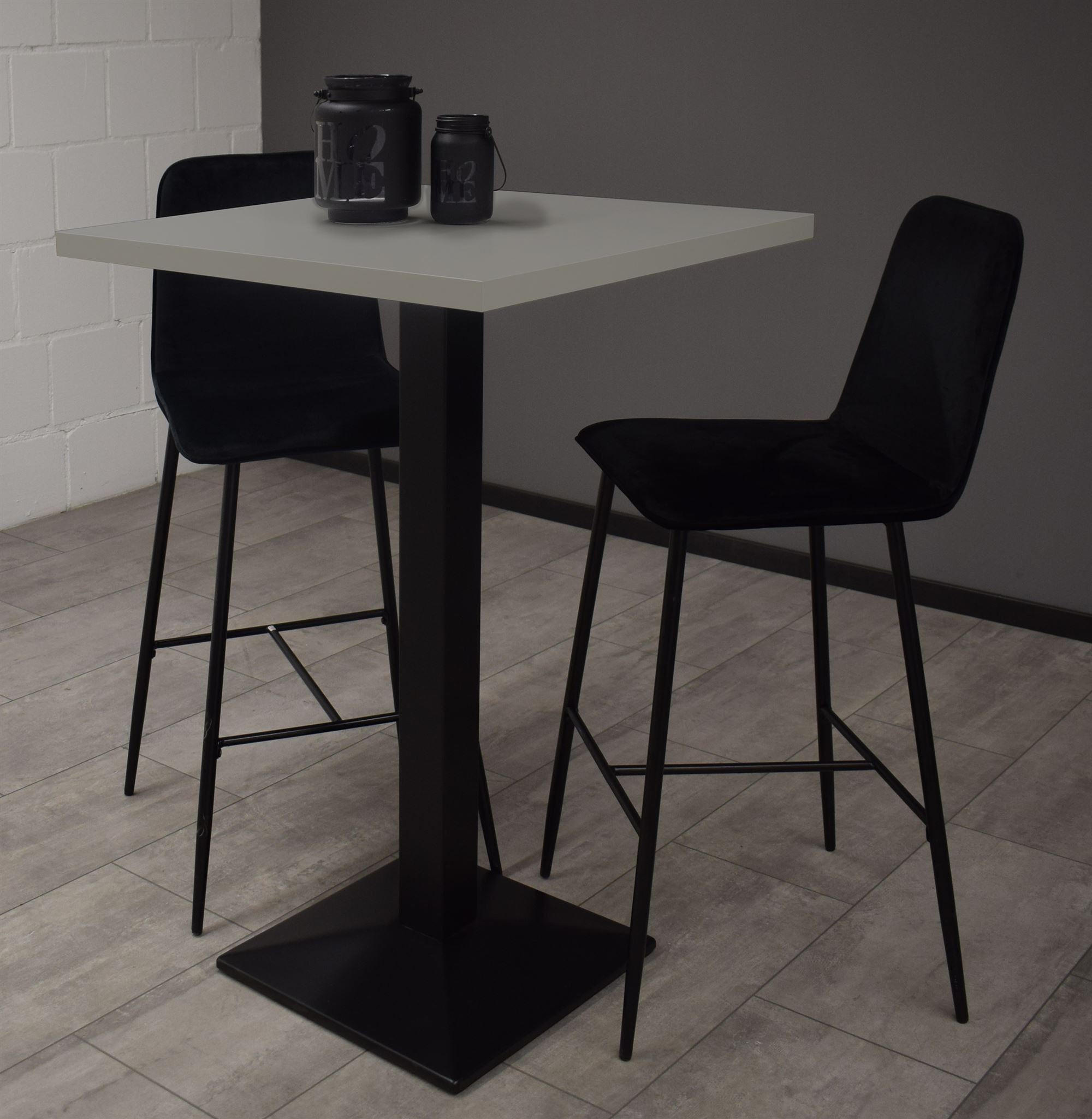 TRESENTISCH Elene 70x70x106 schwarz matt/kreidegrau matt lack - Hellgrau, Metall (70/70/106cm) - 58aufmkessel