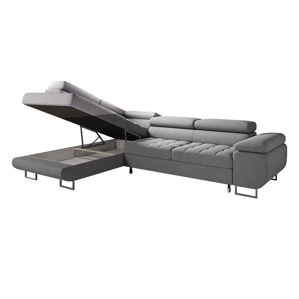 ECKSOFA Eden 4 Sitzplätze Anthrazitgrau - Grau, Holzwerkstoff (335/201cm) - Petits-meubles