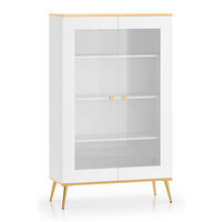 GLASVITRINE Viterbo Alpinweiß matt / goldfarben 92 / 40 / 152cm - Goldfarben/Weiß, Holz/Holzwerkstoff (92/152/40cm) - Feldmann-Wohnen