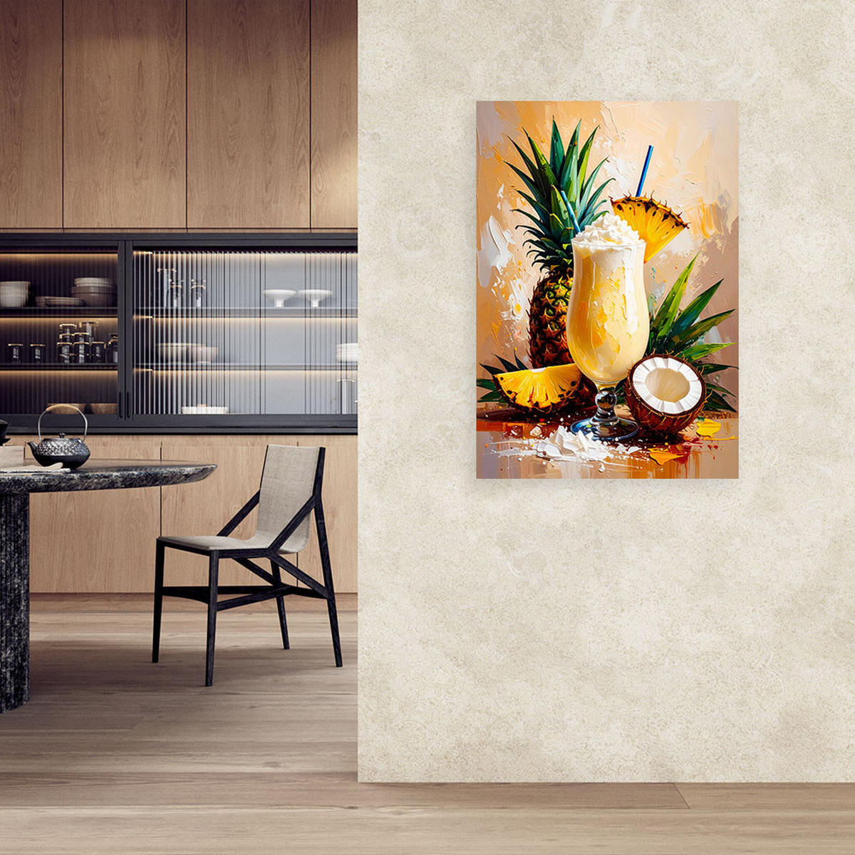 LEINWANDBILD Pina Colada Tropisch 80x120cm - Beige, Textil (80/120cm) - Feeby