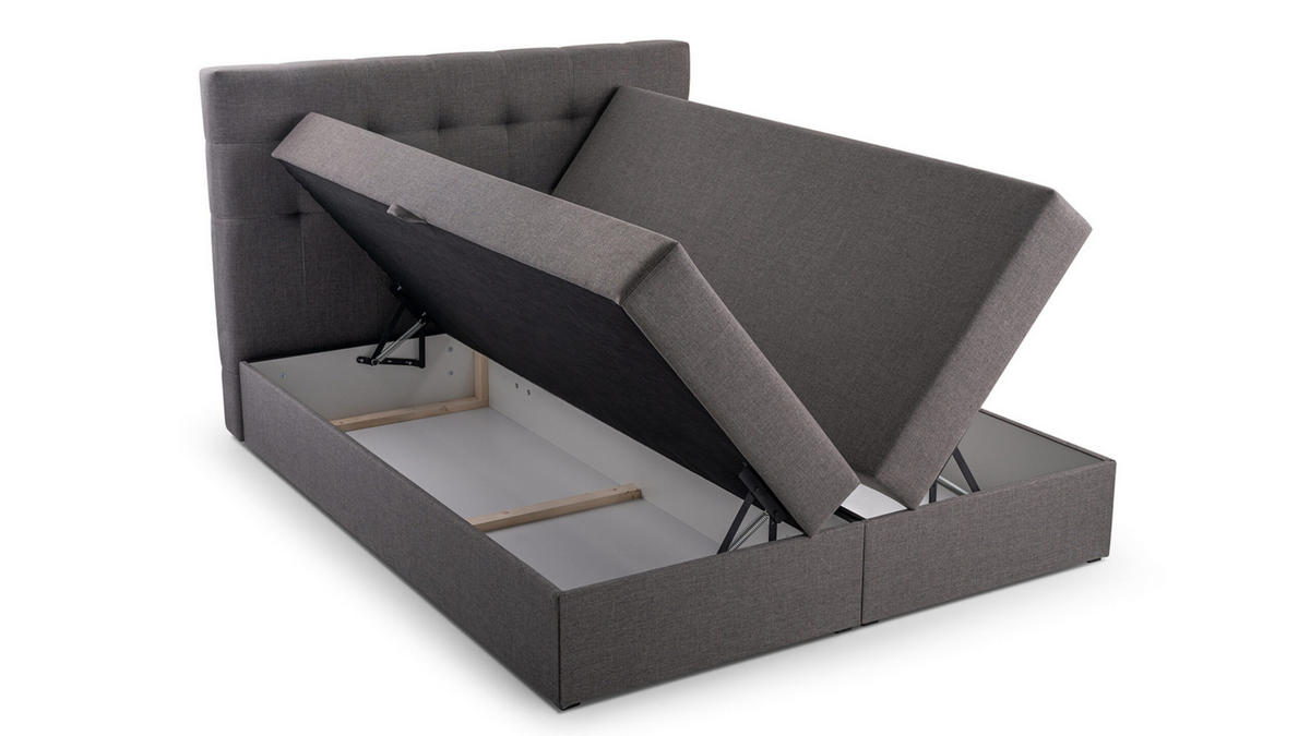BETT - Boxspringbett 140x200 - 05 Hugo 24 - Braun - Braun, Holz (140/200cm) - Möblo