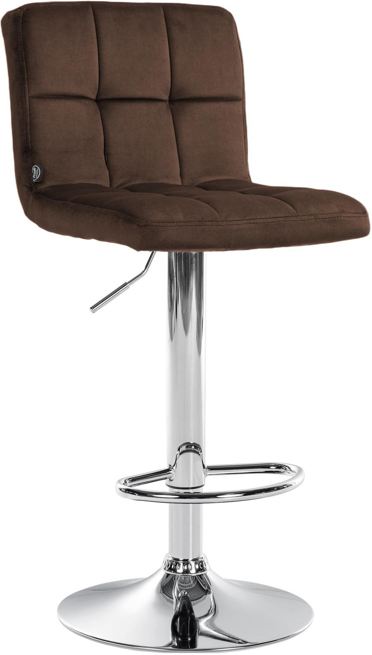 BARHOCKER Samt Braun - Chromfarben/Braun, Textil/Metall (46/94/47cm) - CLP