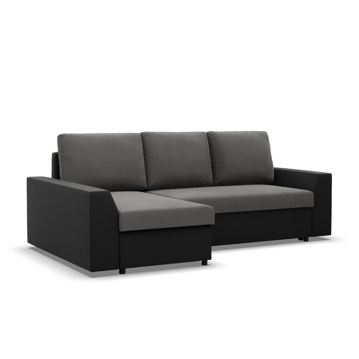 ECKSOFA MIT SCHLAFFUNKTION LUGO BONELL Grau/Schwarz - Schwarz/Grau, Textil (140/243cm) - Mebligo