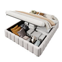 POLSTERBETT 140x200cm Beige hydraulische Lagerung ohne Kopfteil - Beige, Holz (140/200cm) - FLIEKS