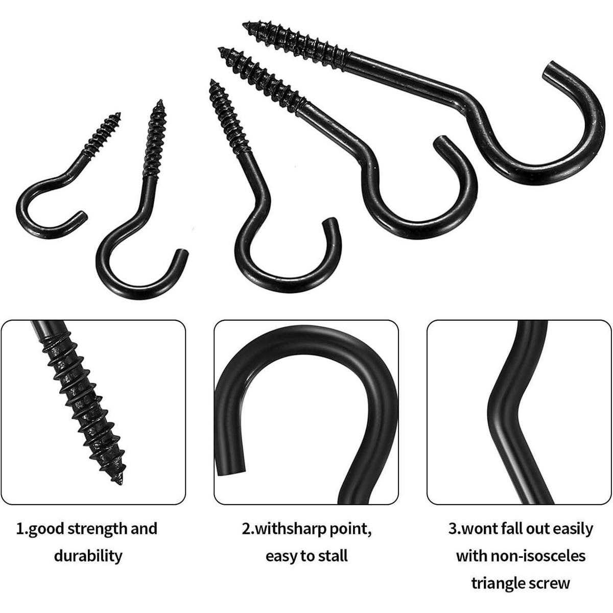 SCHRAUBHAKEN Set 115-teilig mit Holzgewinde - Schwarz, Metall (8.7/2.4/11.9cm)