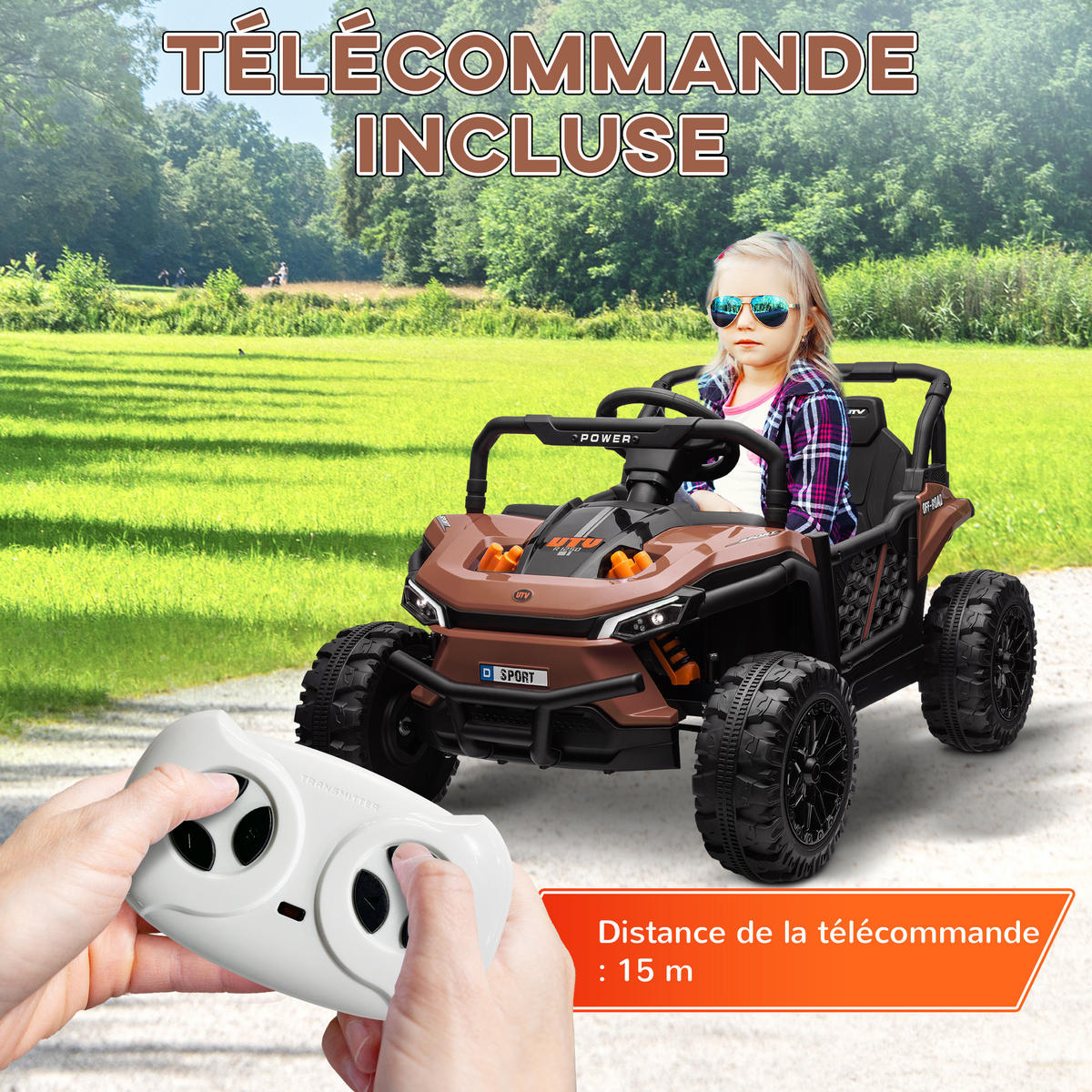 ELEKTRO-KINDERAUTO DE-13045 2,4G Fernbedienung Braun - Braun, Kunststoff (103/69/59cm) - ComfortXL