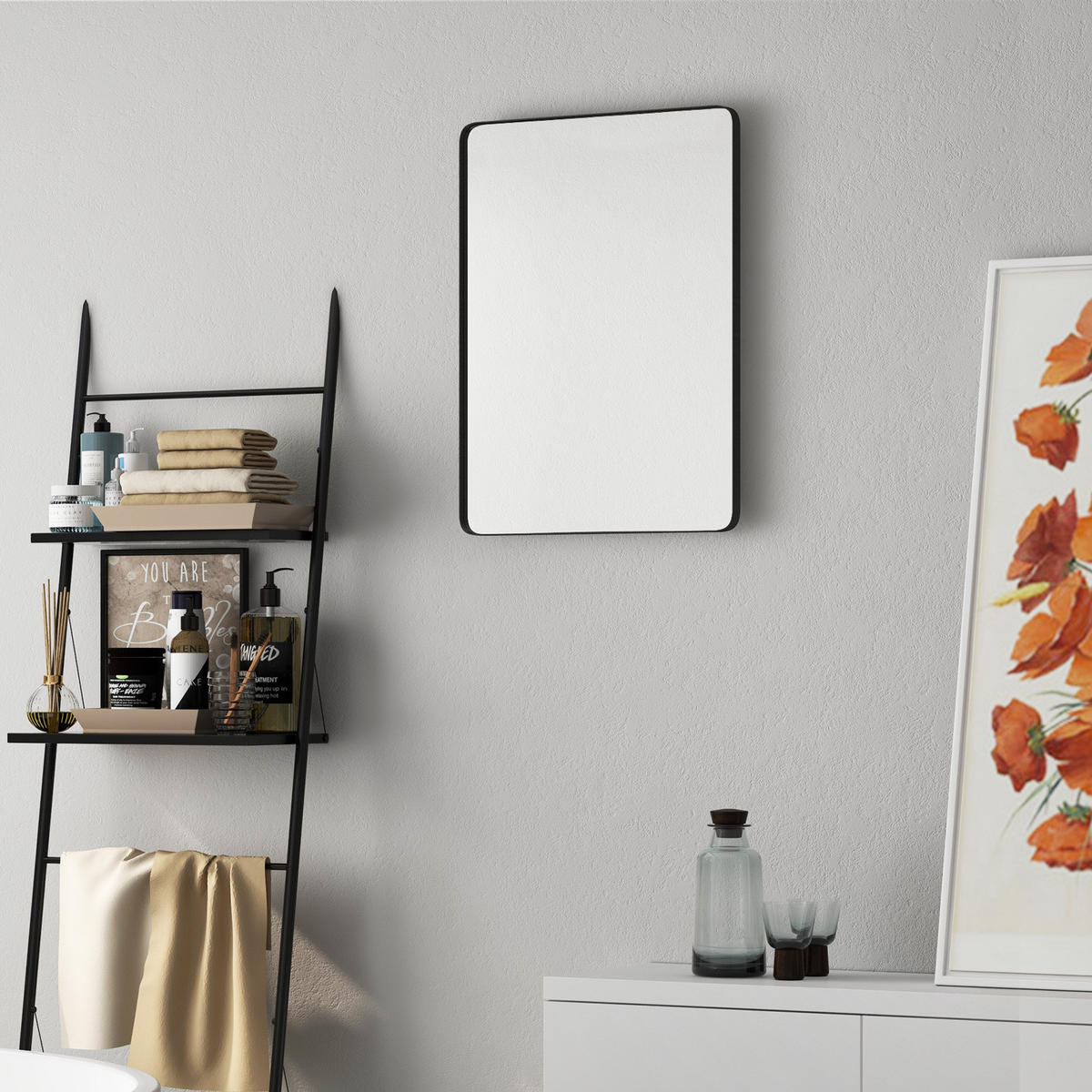 BADEZIMMERSPIEGEL Silber - Silberfarben, Glas (56/3/76cm) - COSTWAY