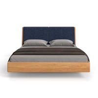MASSIVHOLZBETT Lumo aus Eiche 200x220 cm, Storm 77 - Blau/Eichefarben, Holz (200/220cm) - Danzz