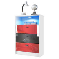 KOMMODE Pino Fronten Rot, Schwarz & Rot - Weiß, Holzwerkstoff (56/86/36cm) - Vladon