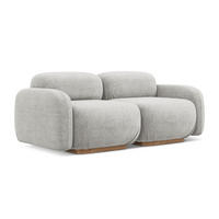 3-SITZER SOFA Bouclé Stoff Grau - Silberfarben/Braun, Holz/Textil (190/73/95cm) - Makamii