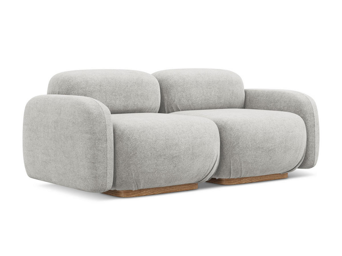 3-SITZER SOFA Bouclé Stoff Grau - Silberfarben/Braun, Holz/Textil (190/73/95cm) - Makamii