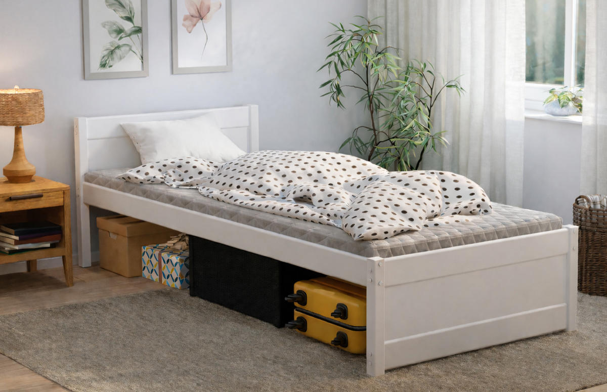 KINDERBETT Luna 200x100 mit Lattenrost - Weiß, Holzwerkstoff - LUKDOM