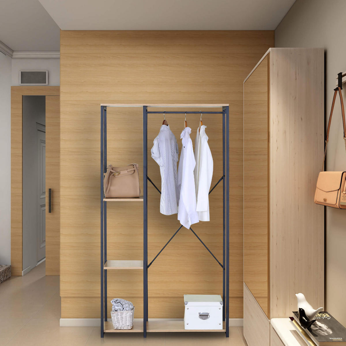 SCHRANK offen Schwarz 40/40/167 cm - Schwarz, Metall (40/167/40cm) - Mobili Rebecca
