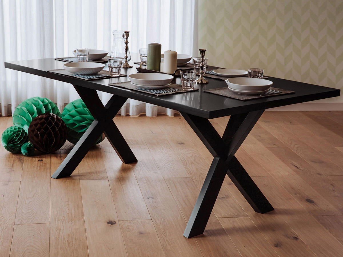 ESSTISCH 180/100/75 cm Schwarz Rechteckig Lisala - Schwarz, Holzwerkstoff (180/100/75cm) - Beliani