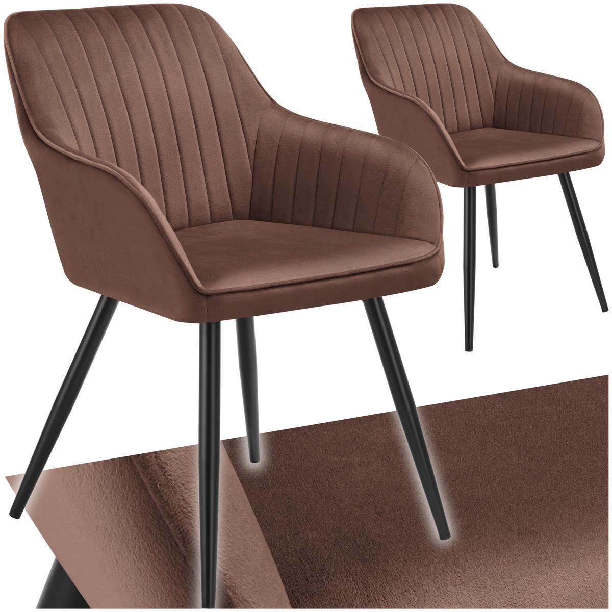 ESSZIMMERSTUHL 2er Set Marilyn 58 x 62 x 82 cm braun/schwarz - Schwarz/Braun, Metall (58/82/62cm) - tectake