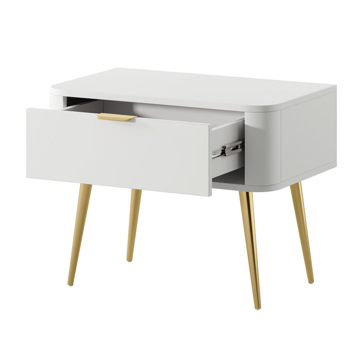 NACHTTISCH Oval Weiß 63 cm - Goldfarben/Weiß, Holzwerkstoff/Metall (62.6/49.2/38cm) - Selsey